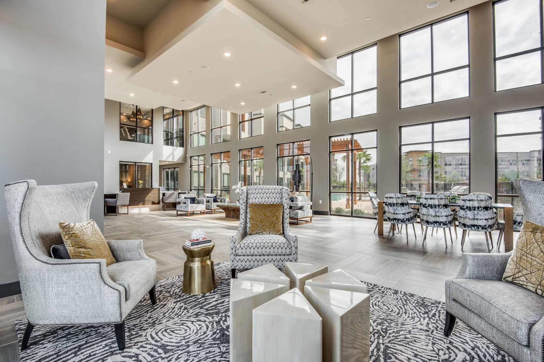 Jefferson Boardwalk community lobby and seating area