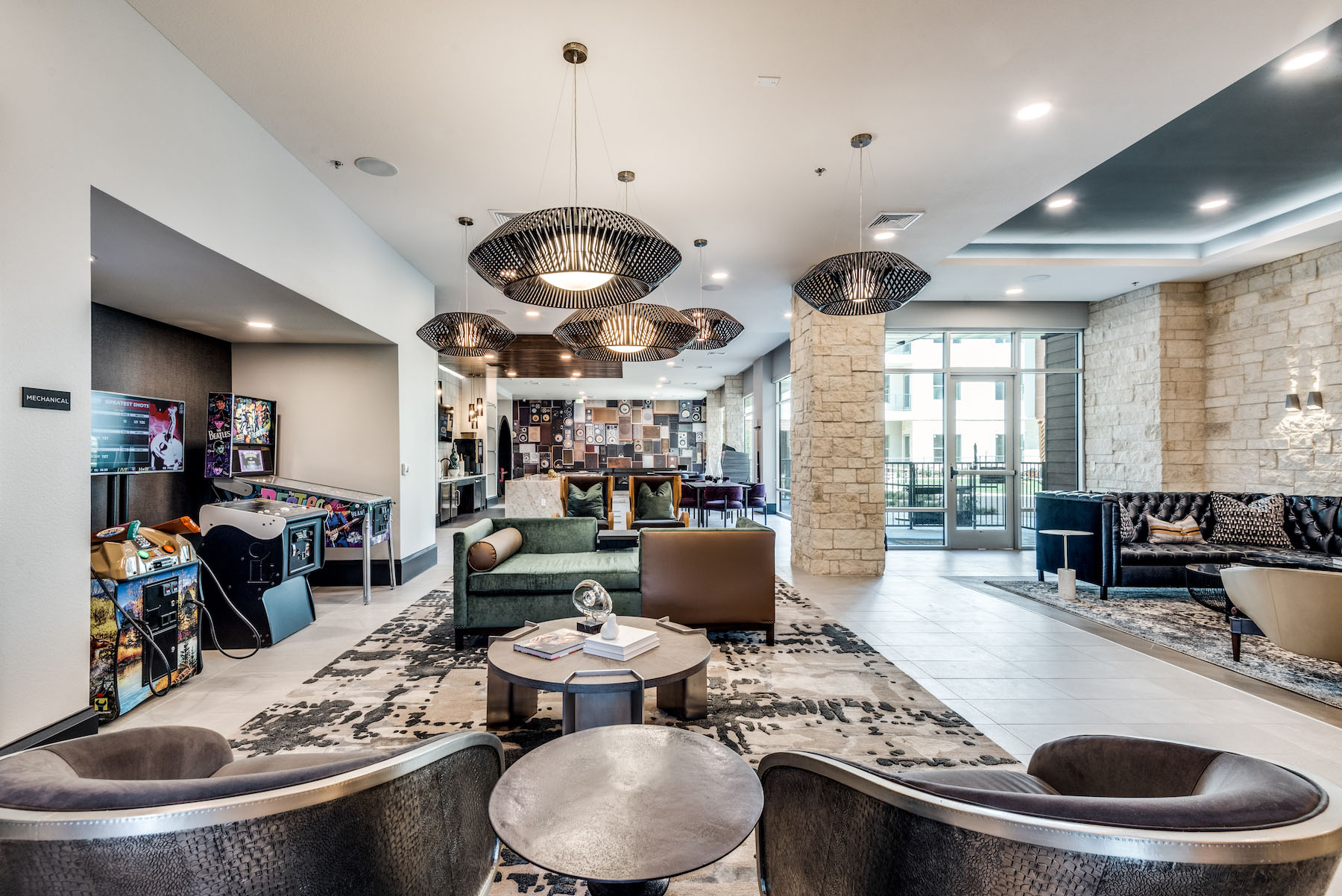 Jefferson Lumen lobby with chairs and game area