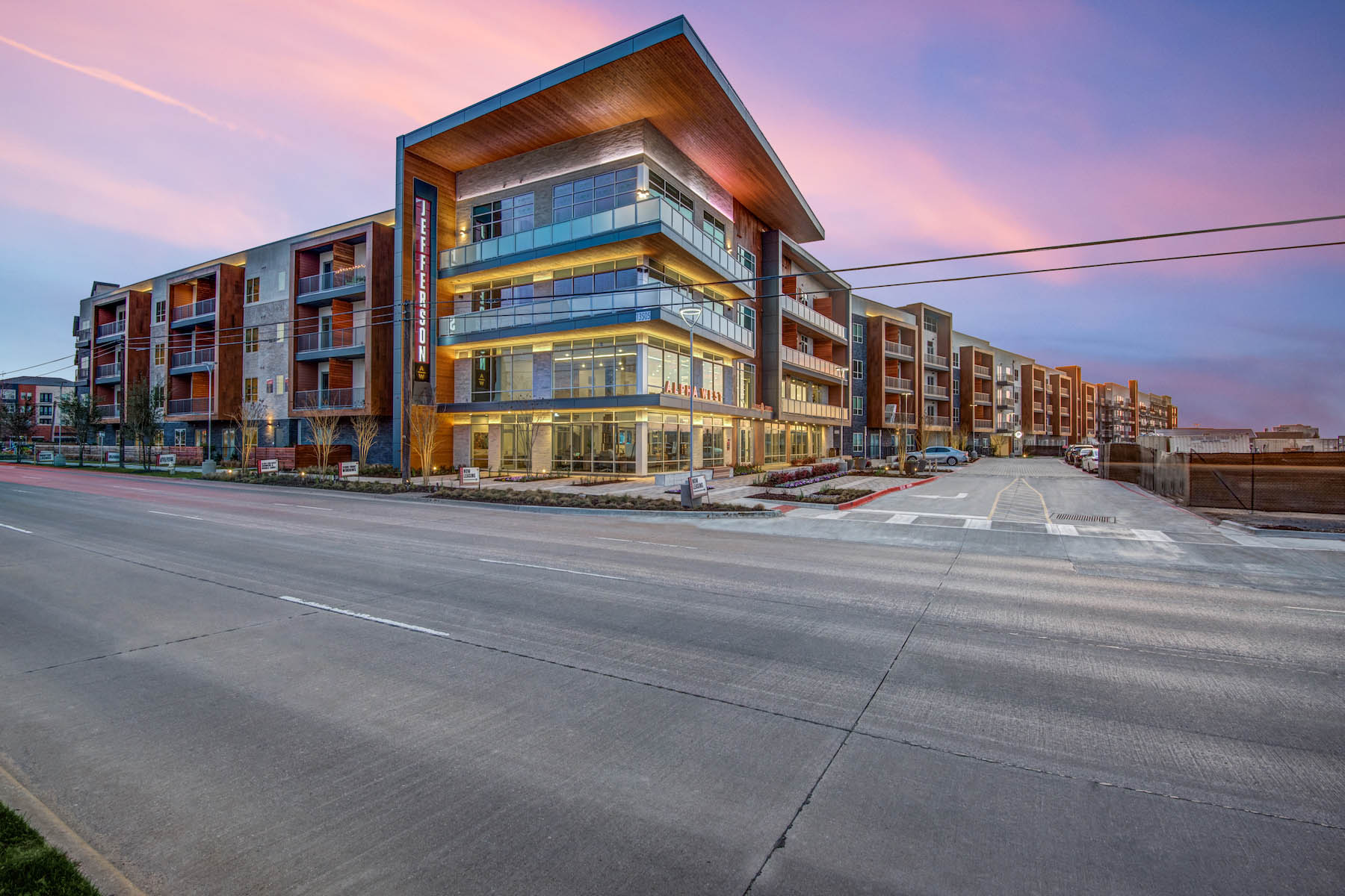 Jefferson Alpha West building exterior and street