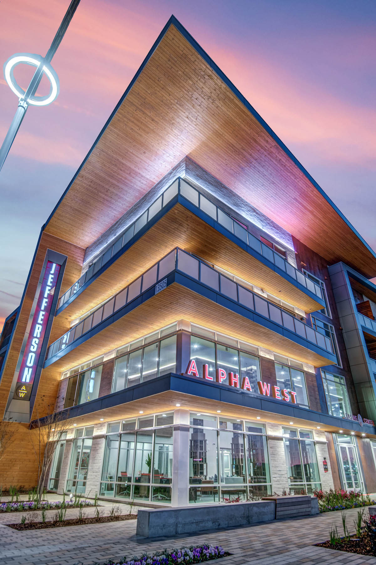 Jefferson Alpha West building exterior from floor to ceiling