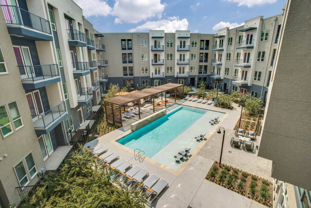 Jefferson Galatyn Park exterior courtyard and pool